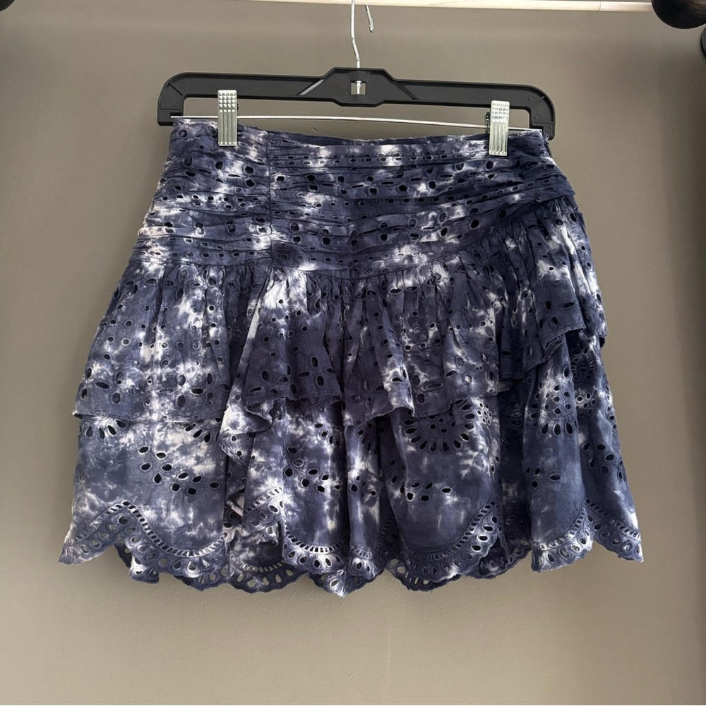 LoveShackFancy Navy Tie-Dye Ruffle Skort